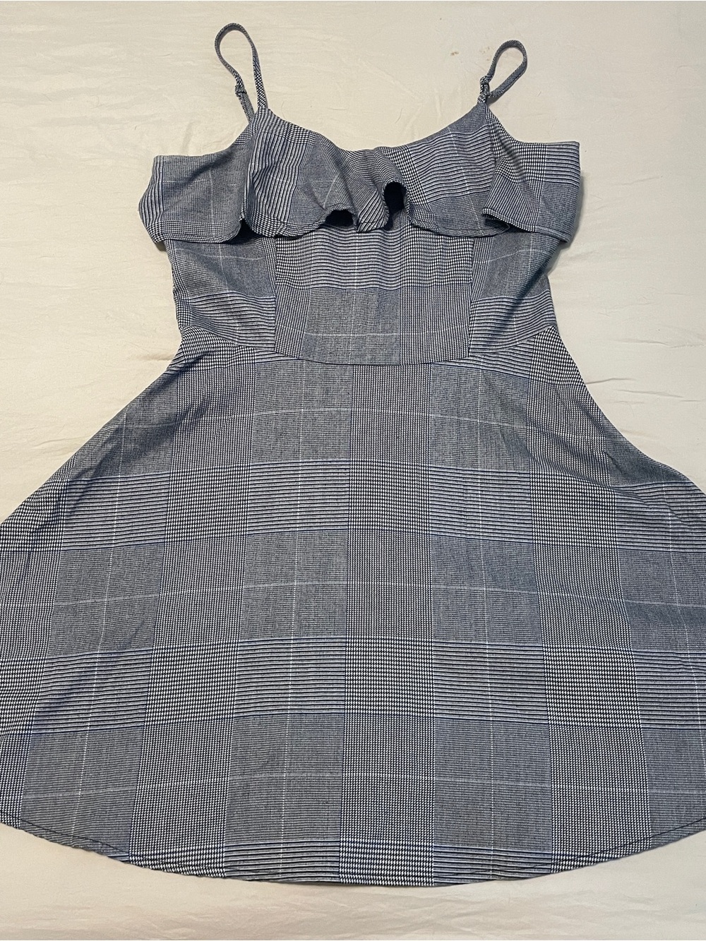 Forever 21 Blue Check Ruffle Strap Sundress